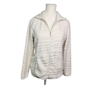 Jason Maxwell Ivory Plush Fleece Jacket Women’s Petite Small Full Zip Cozy Soft